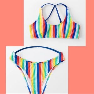 ✨SALE✨ Rainbow Stripe Cheeky Bikini Set 👙